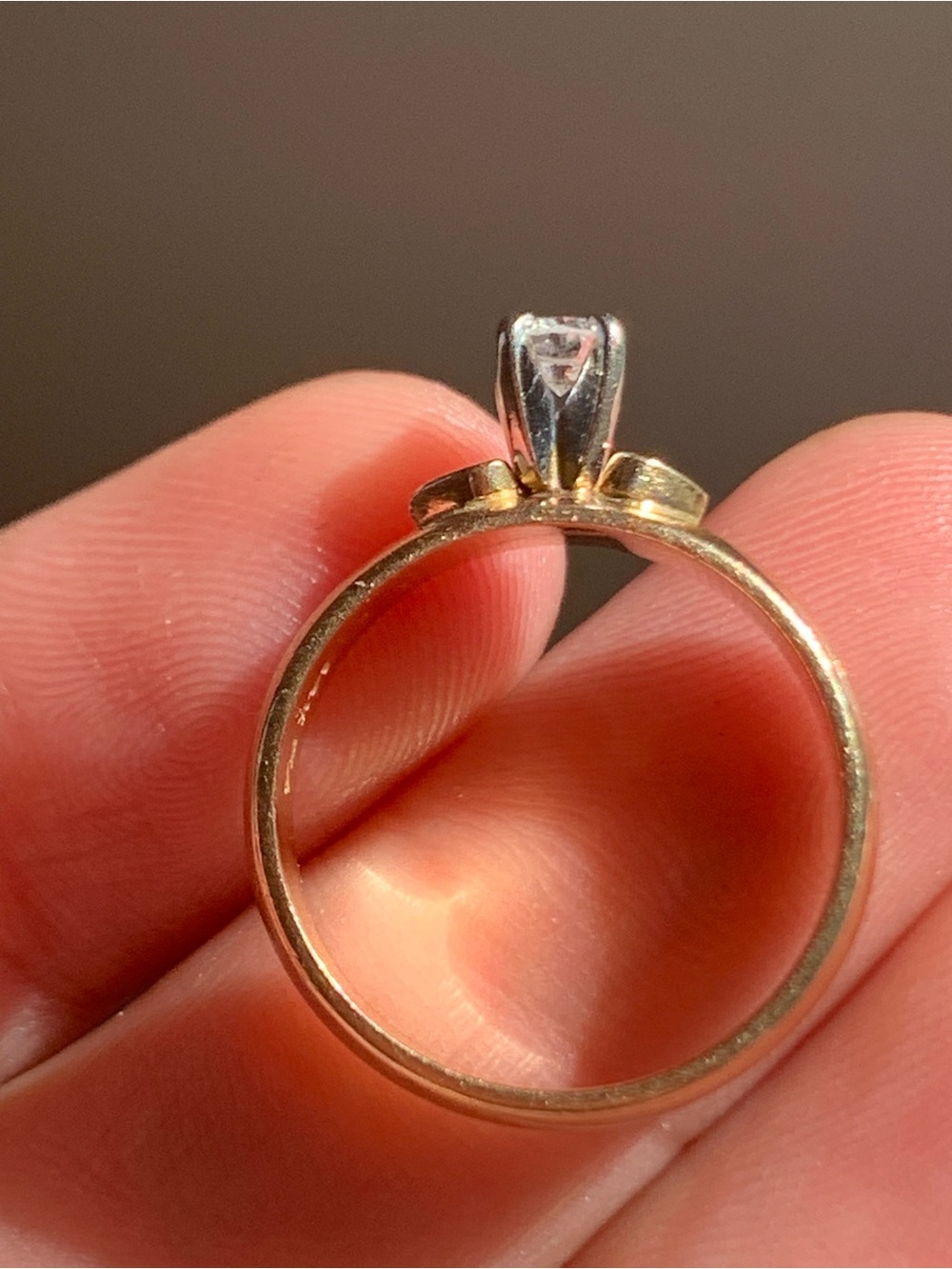 14k Gold Classic Solitaire Ring with centered Diamond Stone